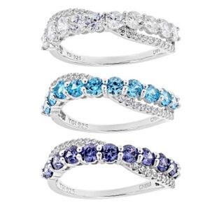 JTV - Bella Luce Set of 3 Rings CZ Stackable rings Rhodium over .925 SS  Sz 8
